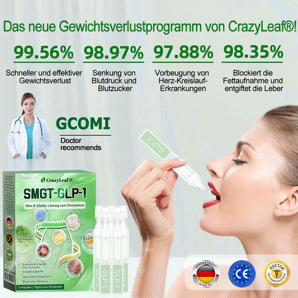 🌈👨⚕️Klinisch bestätigt | Offizieller Shop CrazyLeaf® GLP-1 Trinklösung – wirkt gezielt gegen hartnäckiges Gewicht, Bluthochdruck, Blutzucker, Fettleber, Gelenkschmerzen, Müdigkeit & schlaffe Haut – für mehr Gesundheit & Energie.