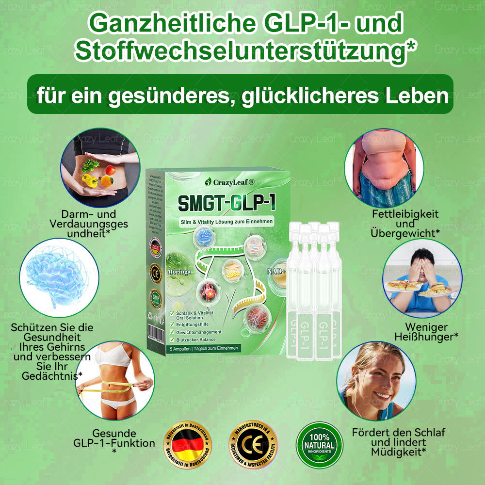 🌈👨⚕️Klinisch bestätigt | Offizieller Shop CrazyLeaf® GLP-1 Trinklösung – wirkt gezielt gegen hartnäckiges Gewicht, Bluthochdruck, Blutzucker, Fettleber, Gelenkschmerzen, Müdigkeit & schlaffe Haut – für mehr Gesundheit & Energie.